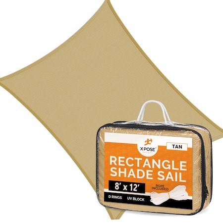 Sun Shade Sail 8' X 12' - Tan Rectangle